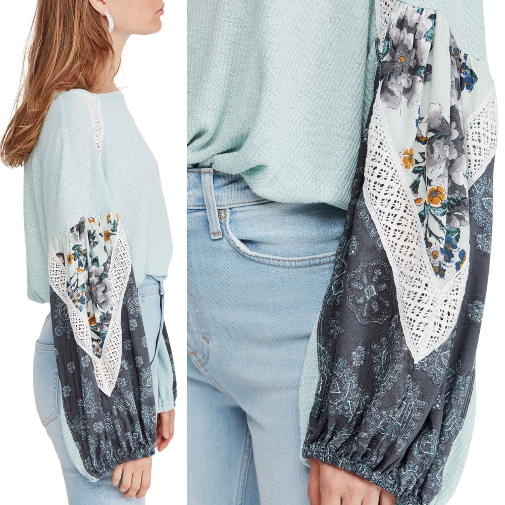 Free People Casual Clash Mixed Media Sweater Top - Picture 6 of 8